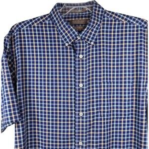 Daniel Cremieux Signature Plaid Button Down Shirt Mens XL Short Sleeve Non-Iron